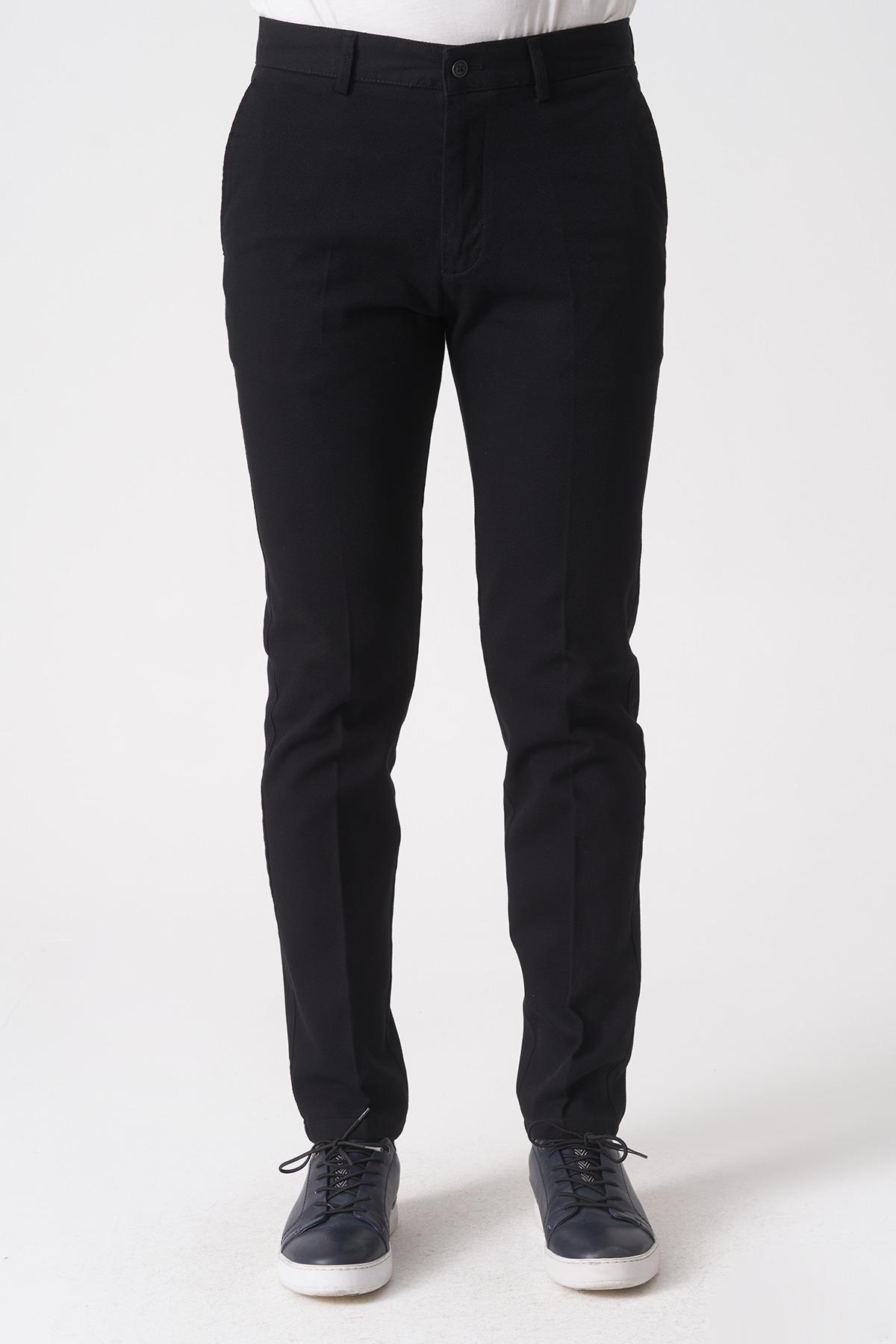 Siyah Slim Fit Pamuklu Chino Pantolon