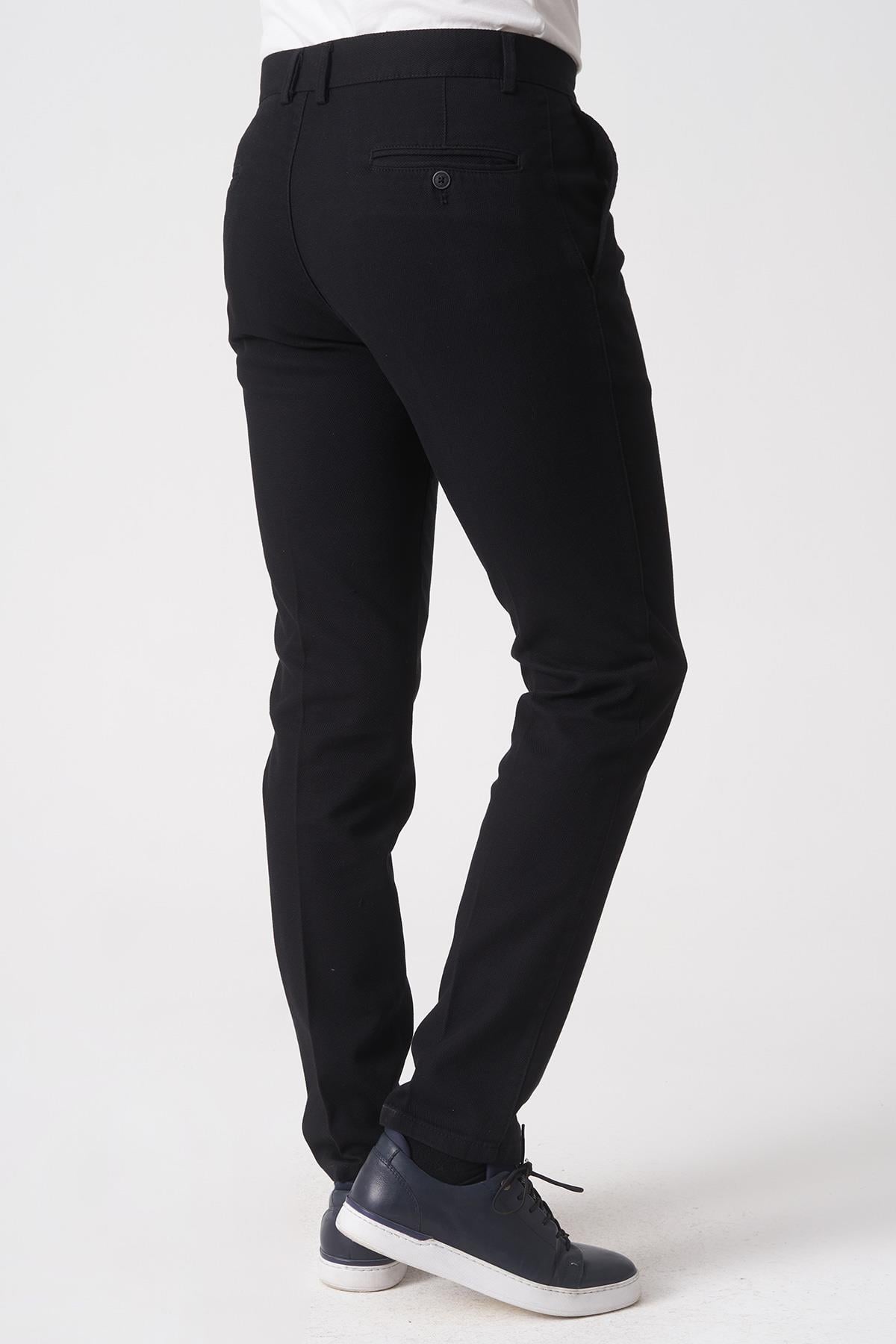 Siyah Slim Fit Pamuklu Chino Pantolon