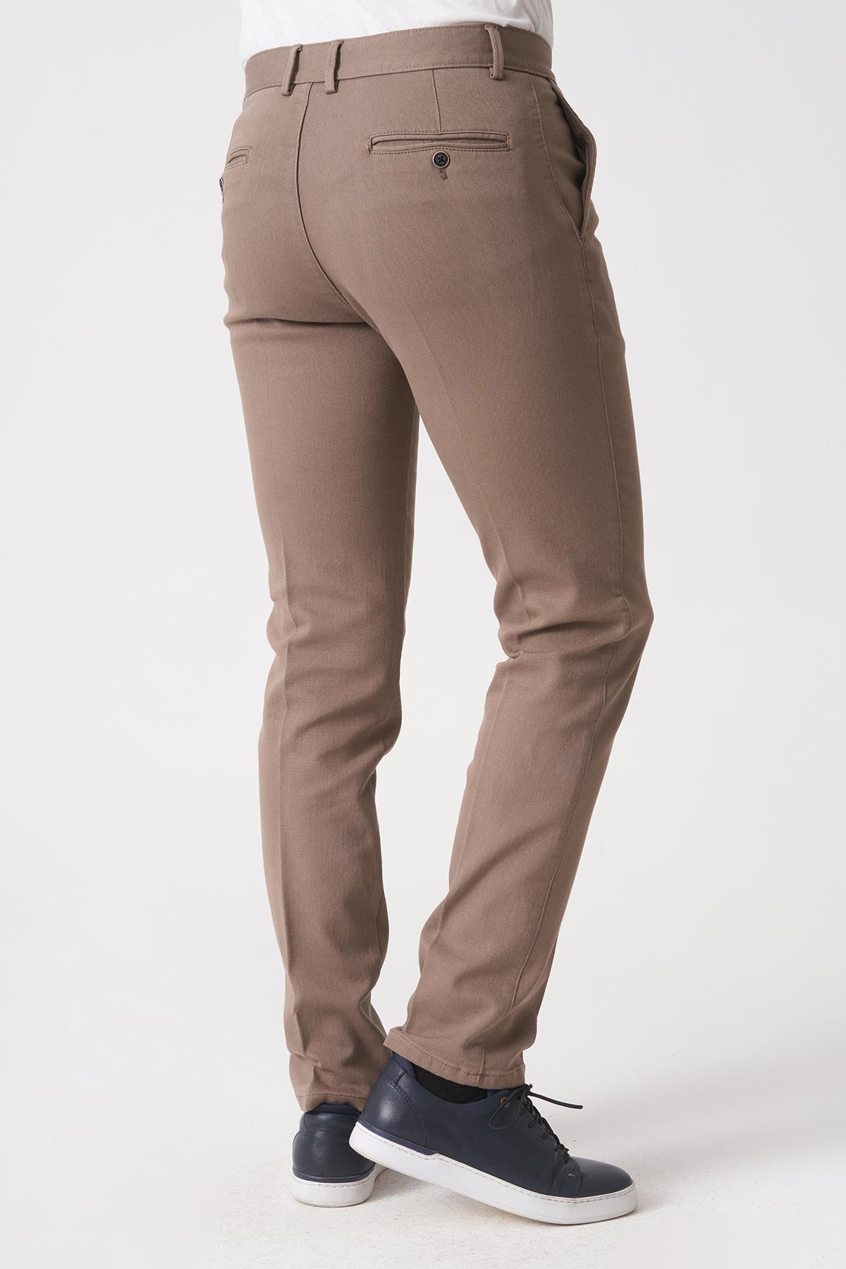 White Stone Salvador P1039 Zümrüt Likralı Pamuklu Slim Fit Chino Pantolon Camel