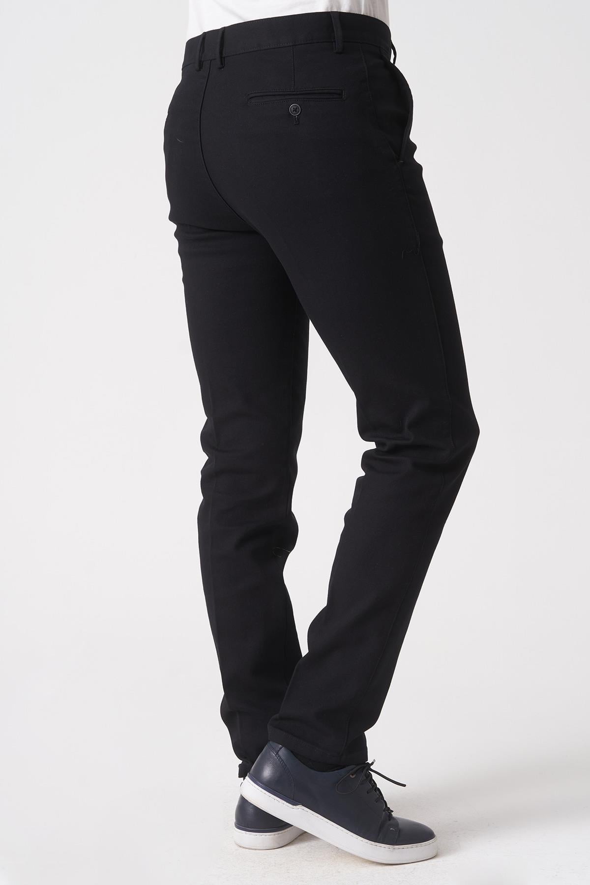 White Stone Salvador P1039 Zümrüt Likralı Pamuklu Slim Fit Chino Pantolon  Siyah
