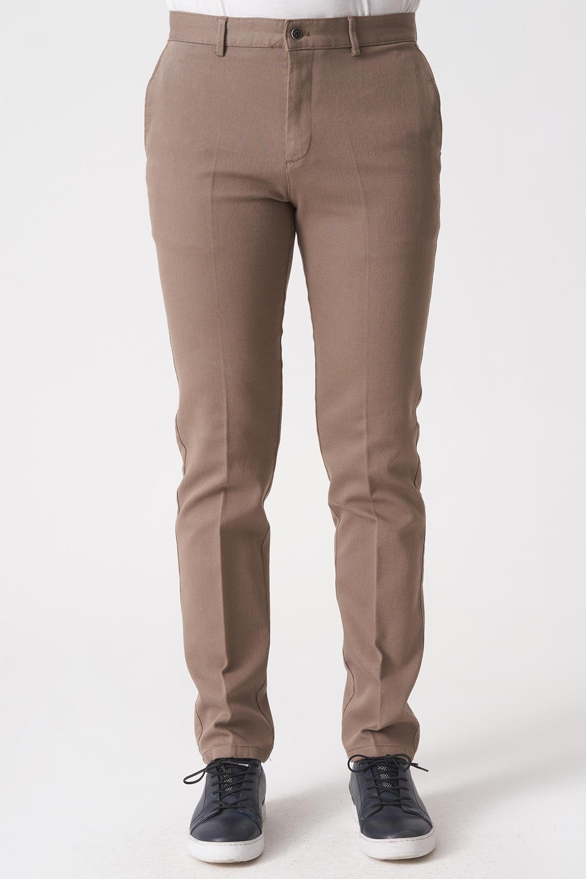 White Stone Salvador P1039 Zümrüt Likralı Pamuklu Slim Fit Chino Pantolon Camel