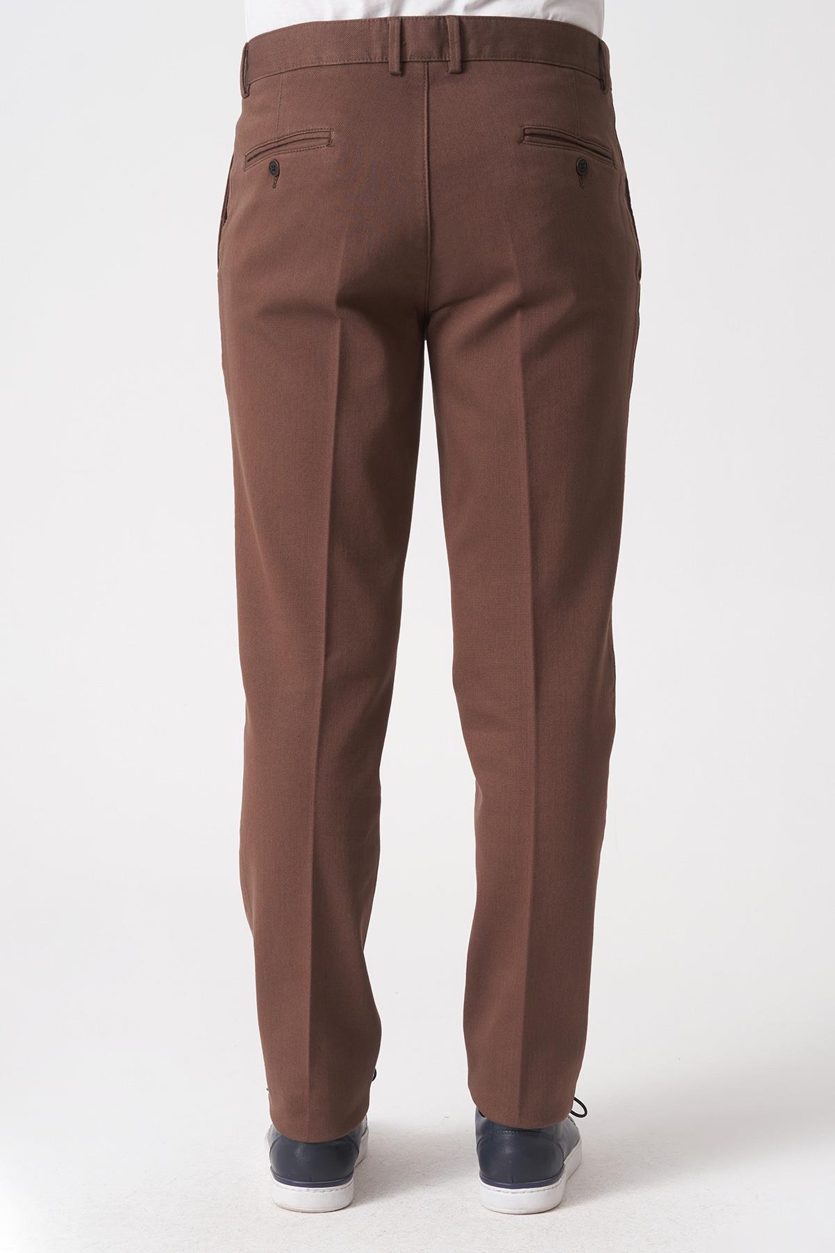 White Stone Salvador P1039 Zümrüt Likralı Pamuklu Slim Fit Chino Pantolon  Kahve