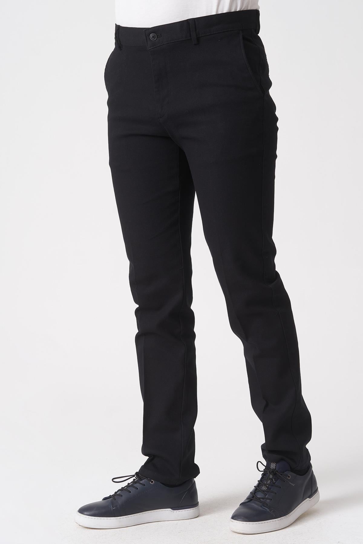 White Stone Salvador P1039 Zümrüt Likralı Pamuklu Slim Fit Chino Pantolon  Siyah