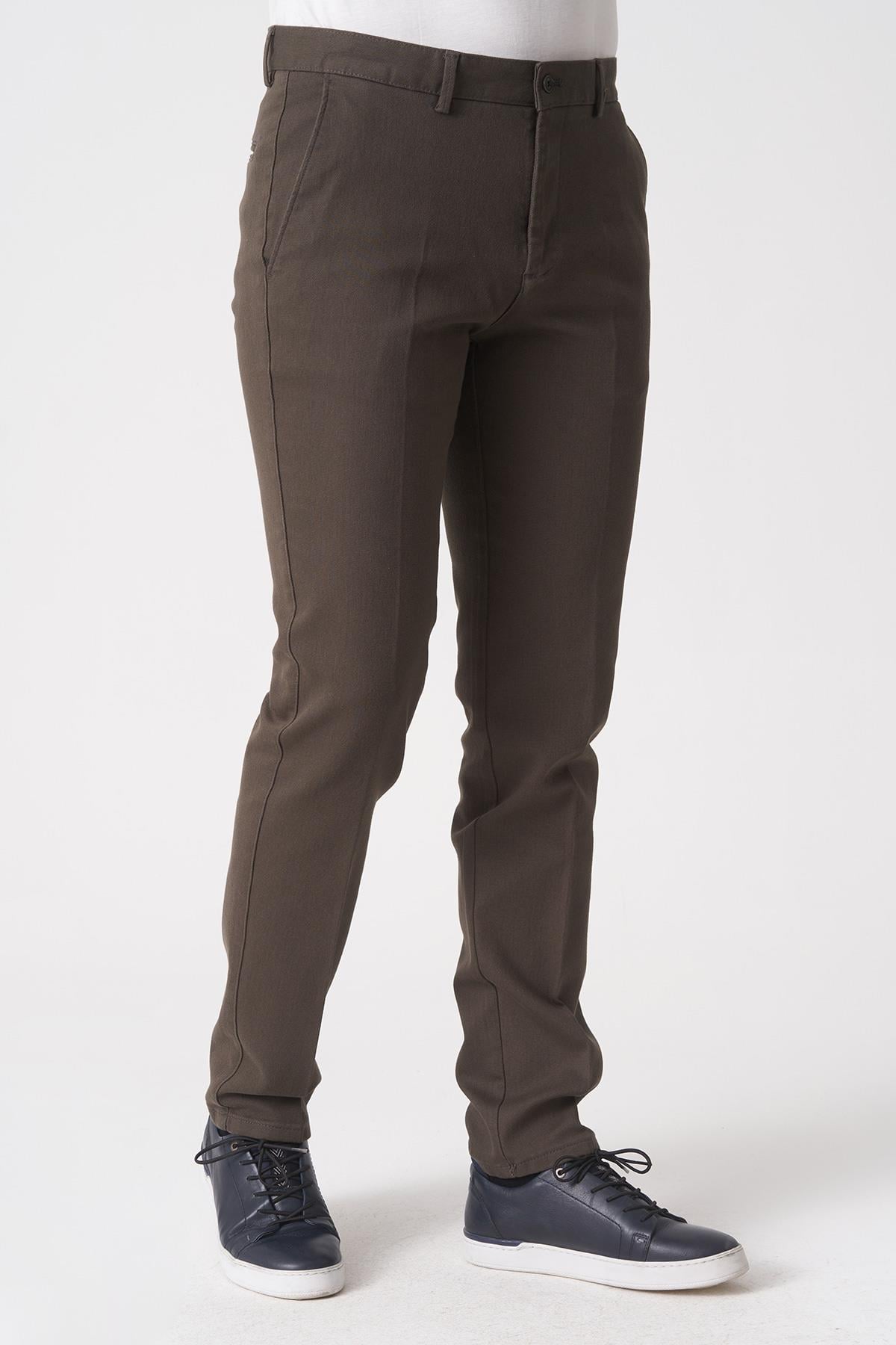 White Stone Salvador P1039 Zümrüt Likralı Pamuklu Slim Fit Chino Pantolon Haki