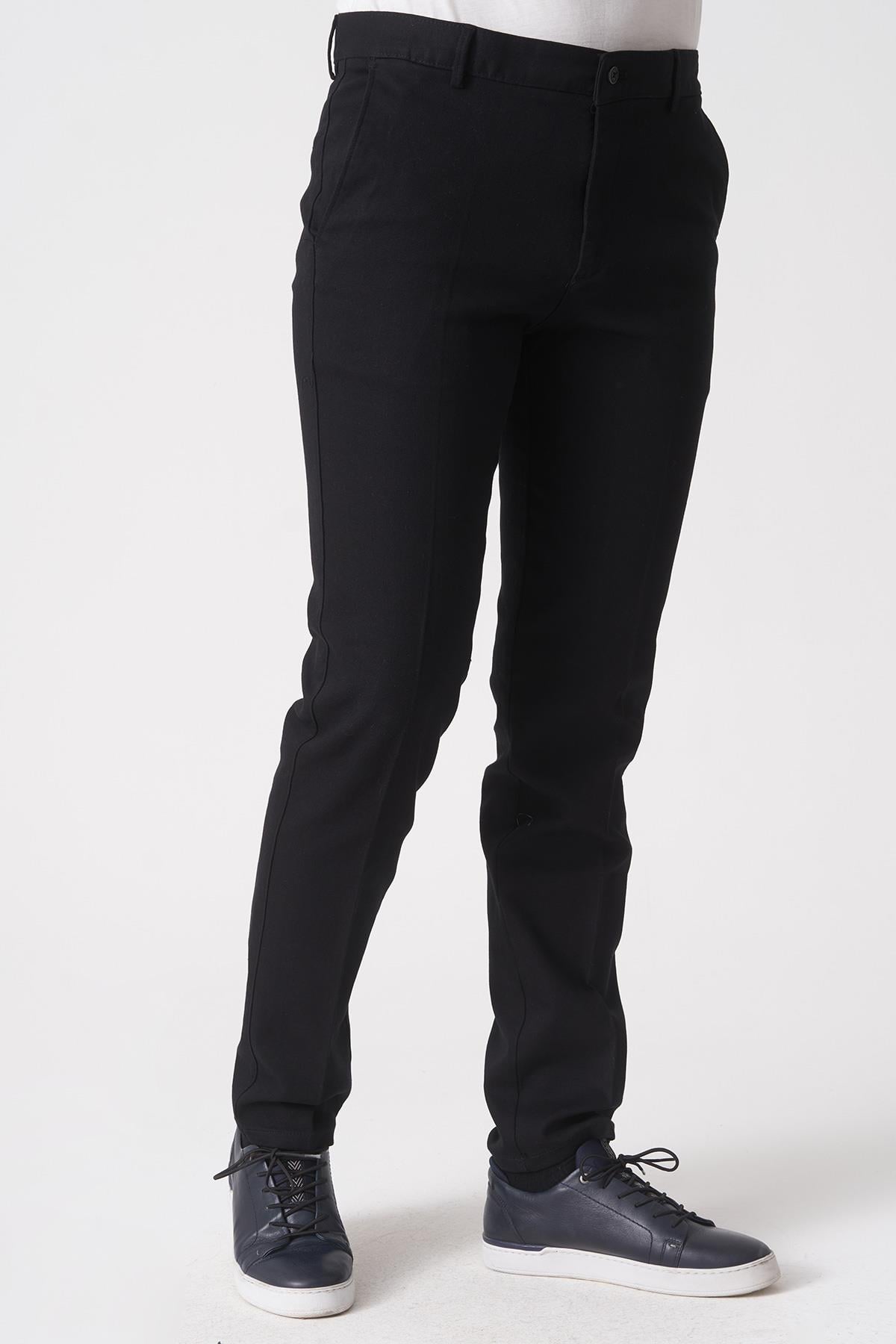 White Stone Salvador P1039 Zümrüt Likralı Pamuklu Slim Fit Chino Pantolon  Siyah