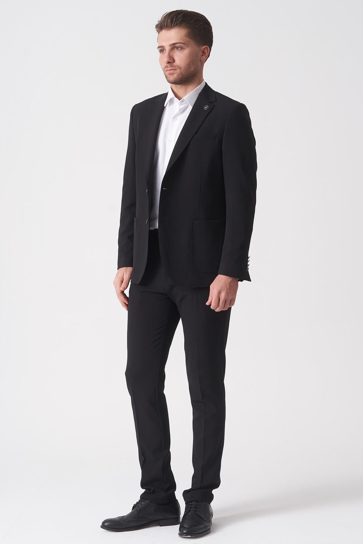 Siyah Normal Fit Ceketli Jogger Pantolonlu Spor Kullanım Smart Street Takım Elbise
