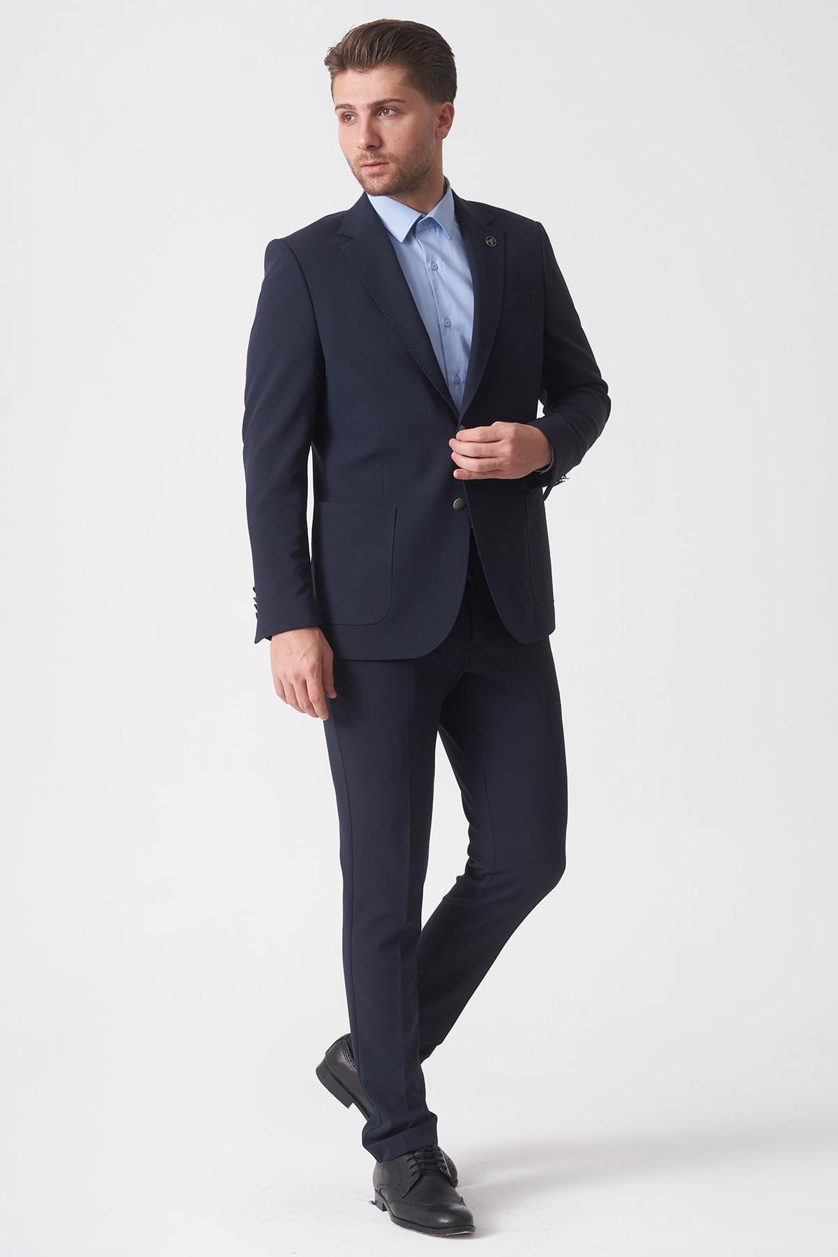 Lacivert Normal Fit Ceketli Jogger Pantolonlu Spor Kullanım Smart Street Takım Elbise