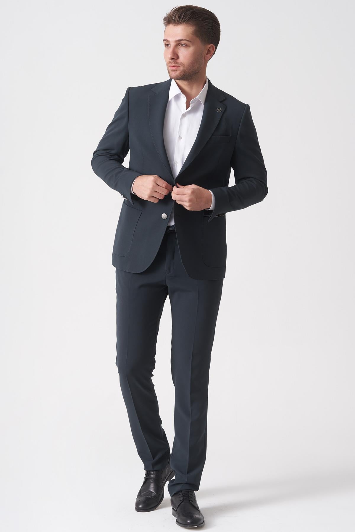 Koyu Yeşil Normal Fit Ceketli Jogger Pantolonlu Spor Kullanım Smart Street Takım Elbise