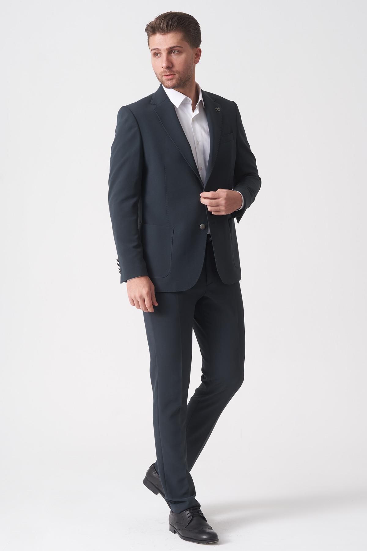 Koyu Yeşil Normal Fit Ceketli Jogger Pantolonlu Spor Kullanım Smart Street Takım Elbise