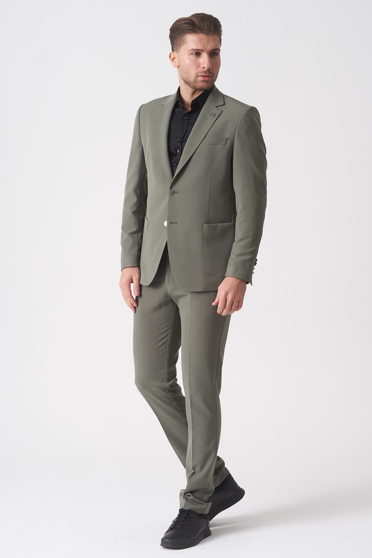 Açık Yeşil Slim Fit Ceketli Jogger Pantolonlu Spor Kullanım Smart Street Takım Elbise