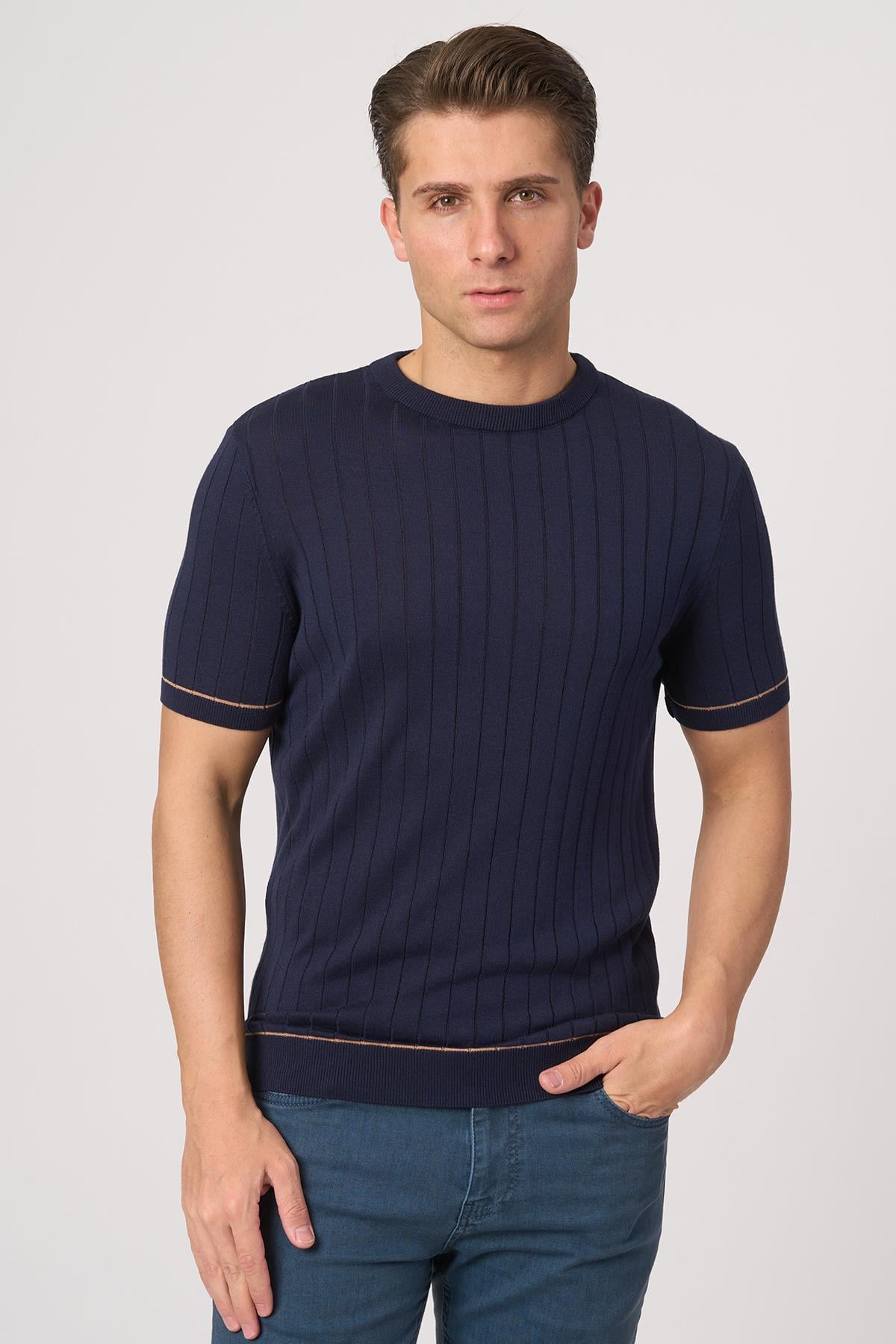 WHİTE STONE  2025-Y  25050 O YAKA FİTİLLİ TSHIRT    LACİ