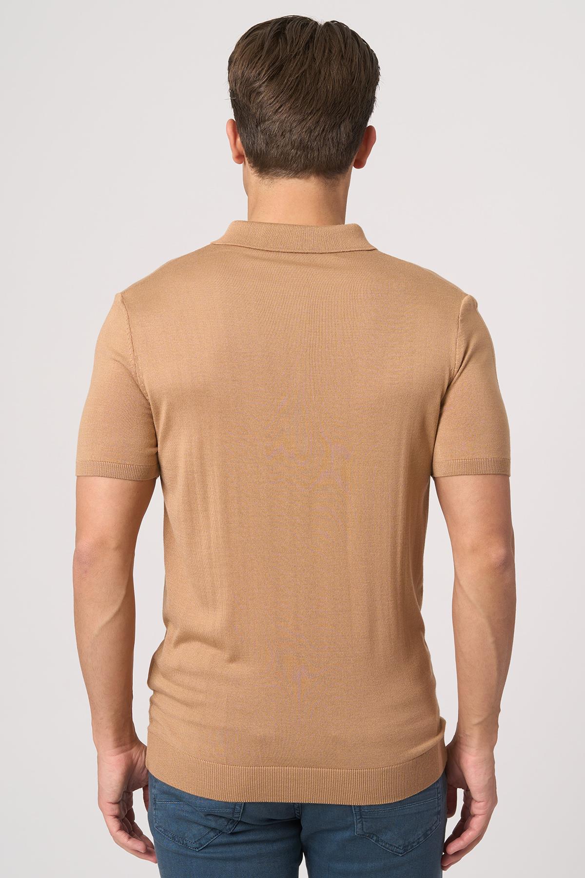 WHİTE STONE  2025-Y  25251 POLA YAKA DÜG.BASIC  TSHIRT    VİZON