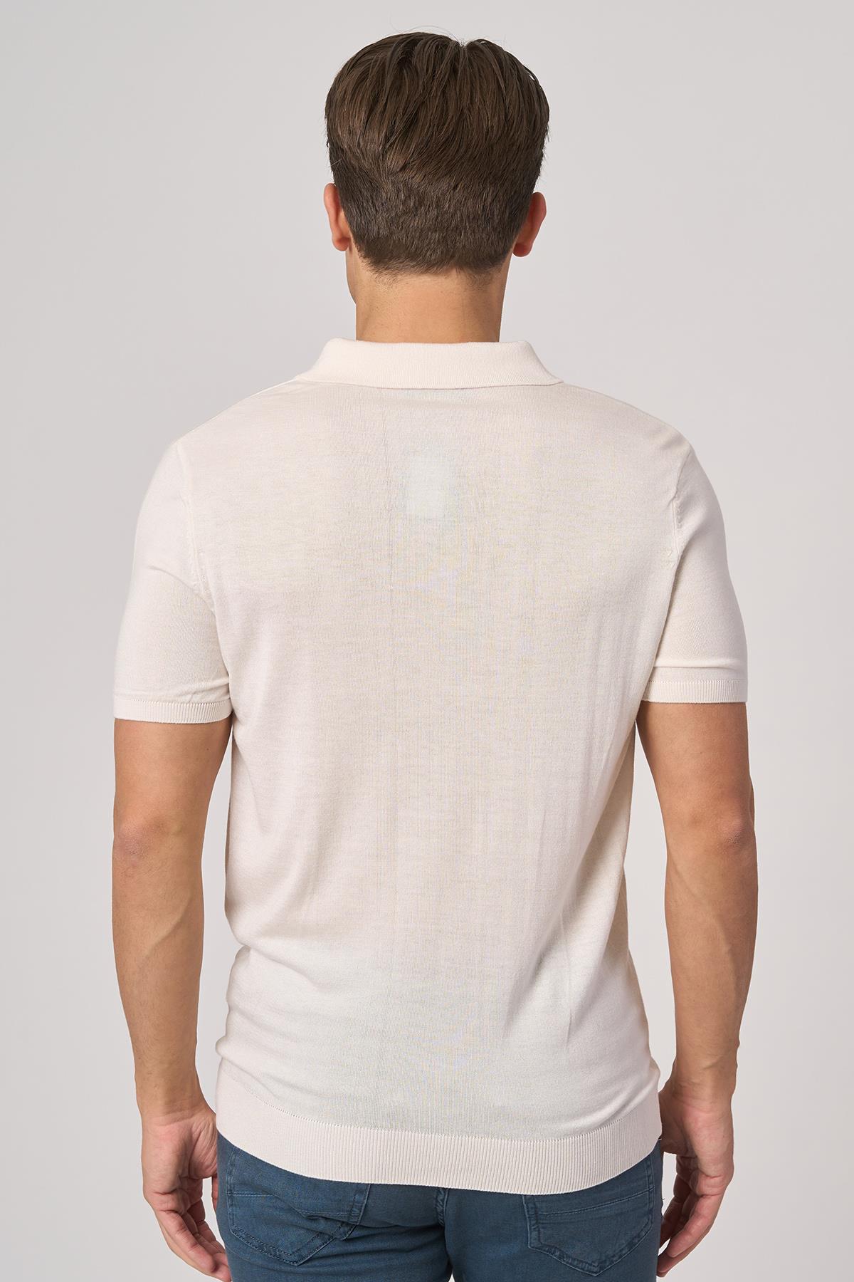 WHİTE STONE  2025-Y  25251 POLA YAKA DÜG.BASIC  TSHIRT    EKRU