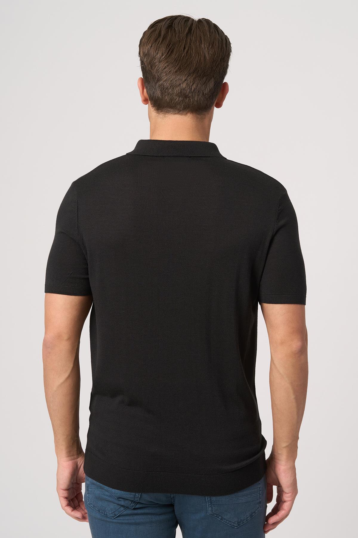 WHİTE STONE  2025-Y  25251 POLA YAKA DÜG.BASIC  TSHIRT    SİYAH