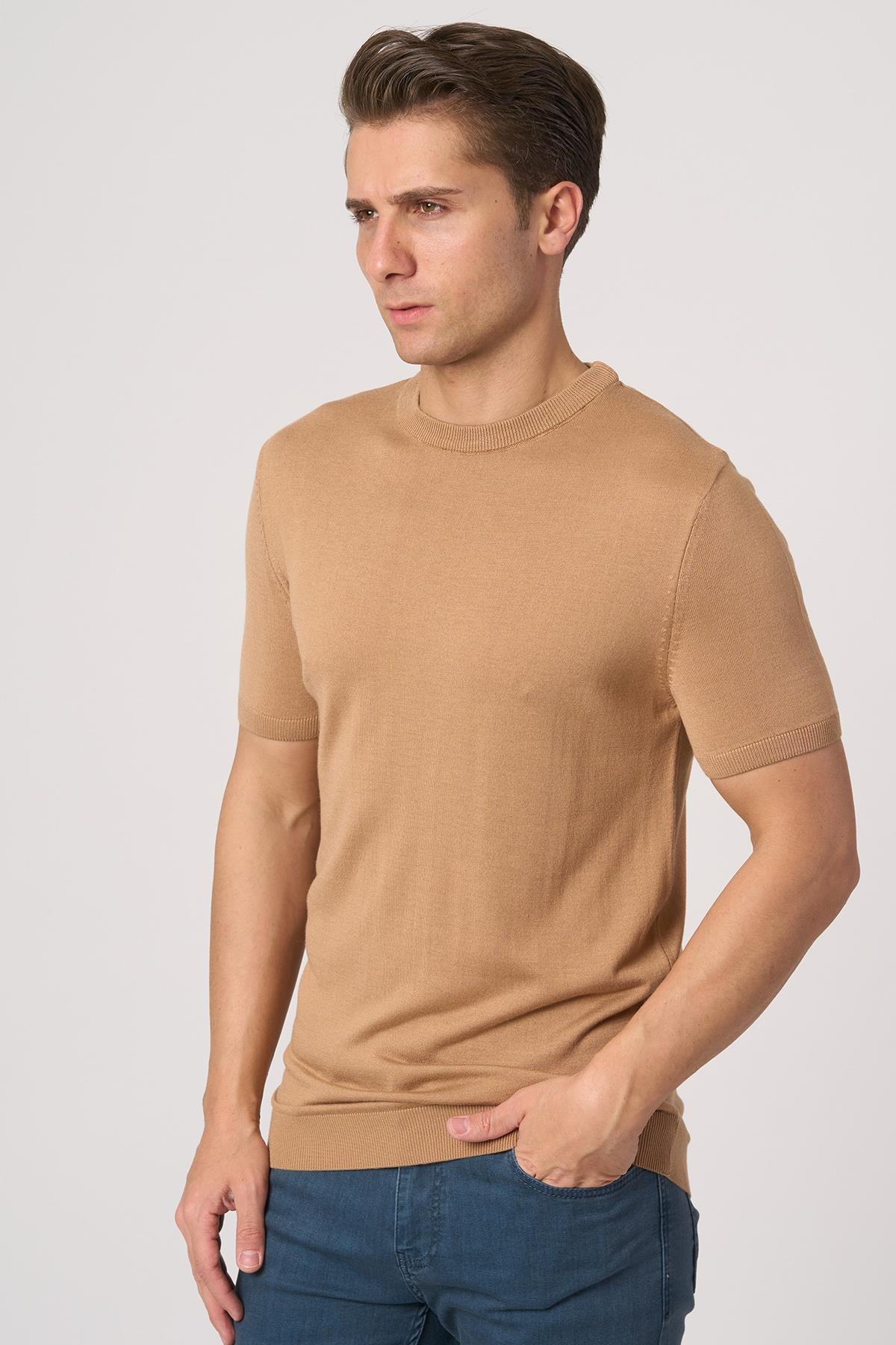 WHİTE STONE  2025-Y  25255 O YAKA BASIC  TSHIRT    VİZON