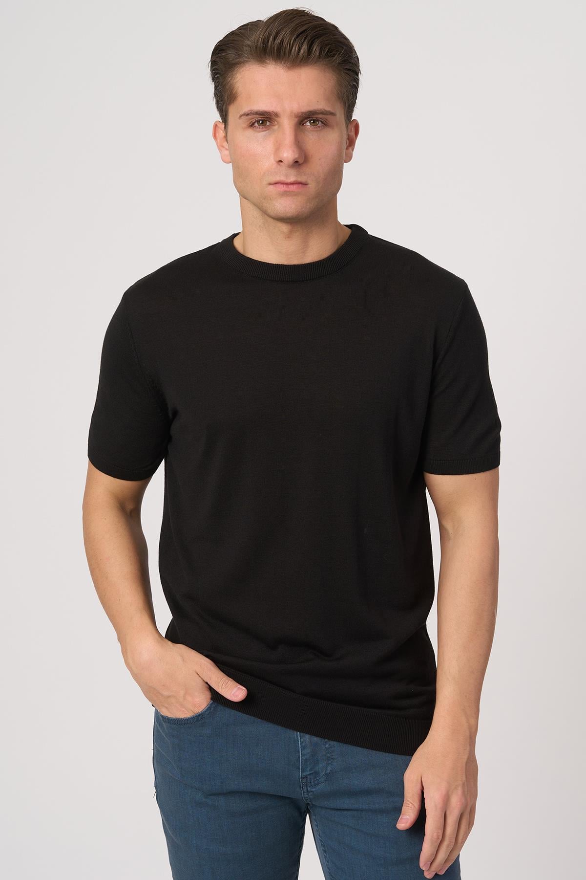 WHİTE STONE  2025-Y  25255 O YAKA BASIC  TSHIRT    SİYAH