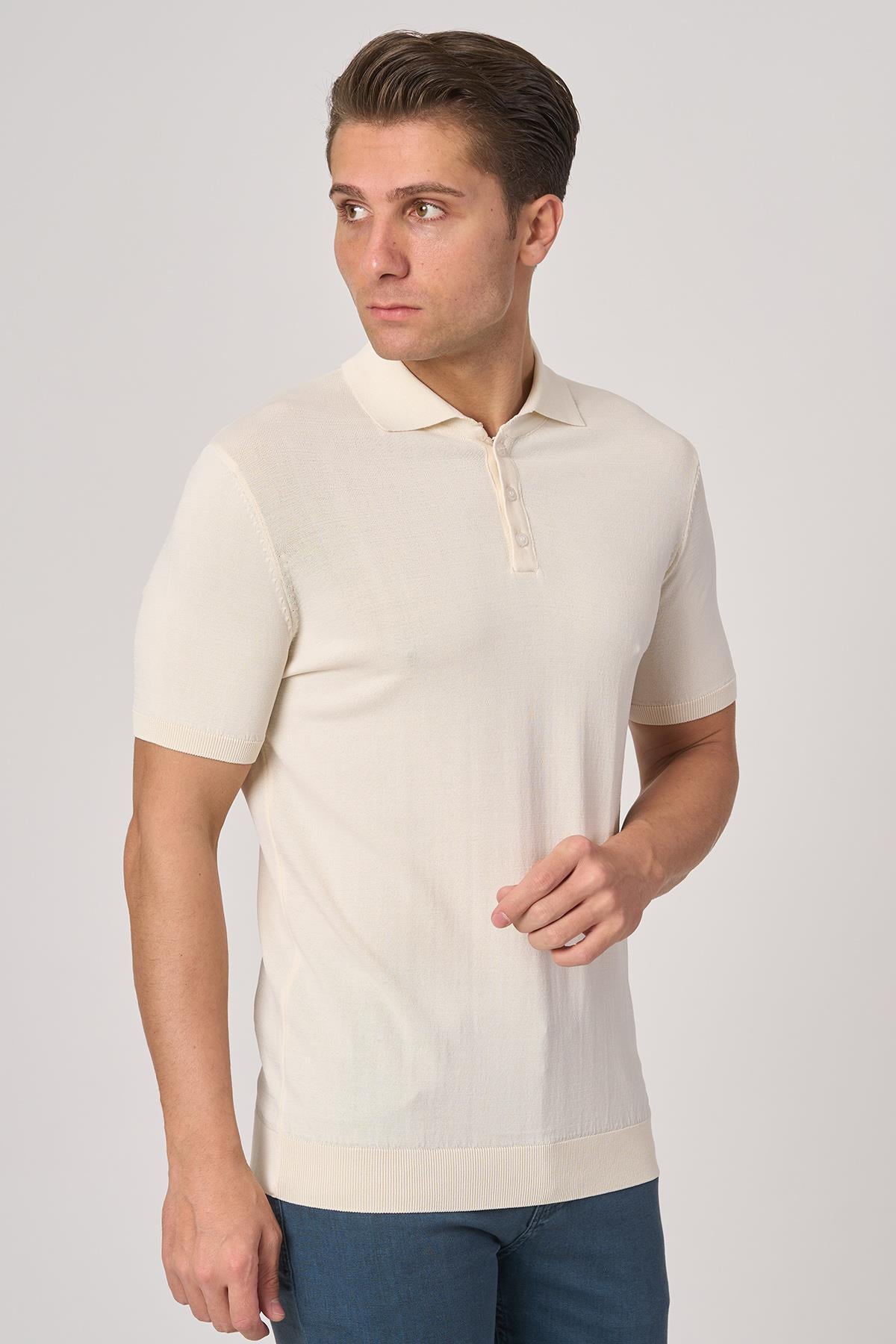 WHİTE STONE  2025-Y  25280 RAYON  O YAKA DÜĞM. TSHIRT    BEYAZ