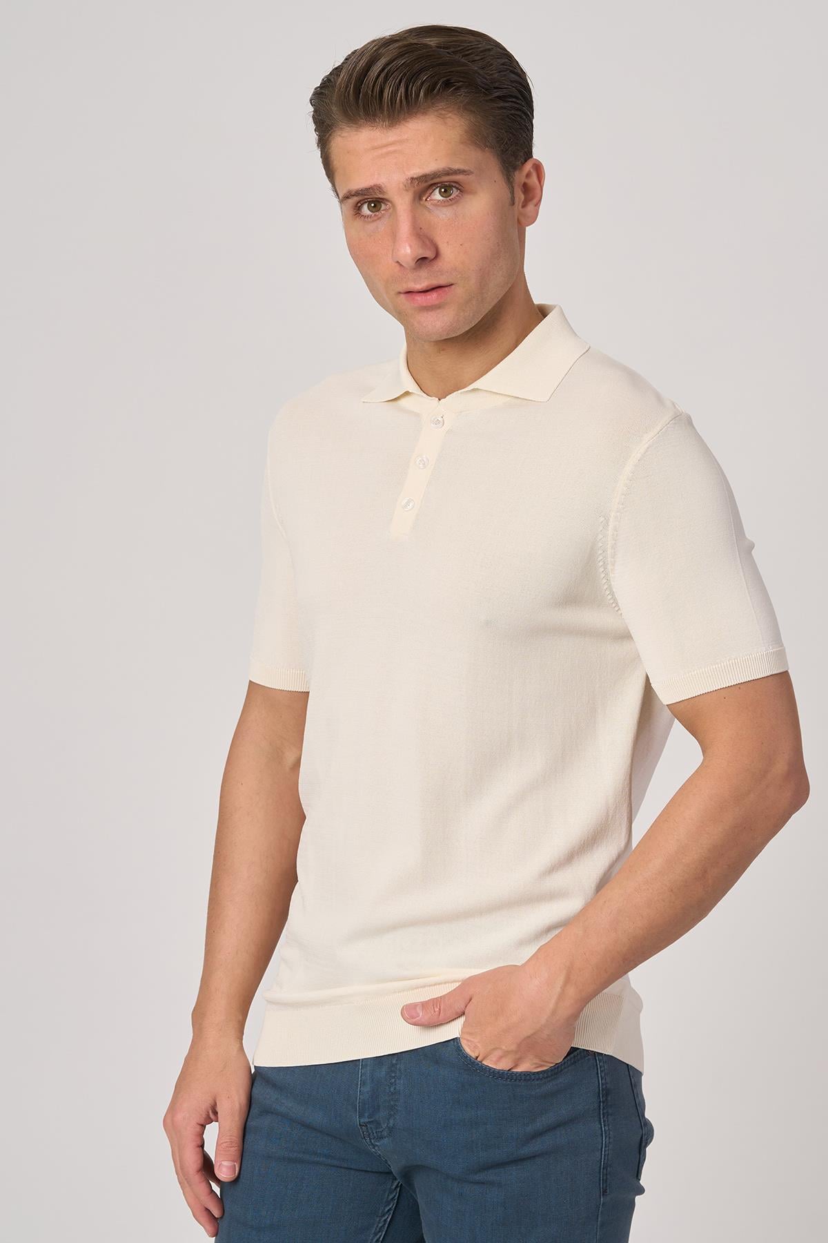 WHİTE STONE  2025-Y  25280 RAYON  O YAKA DÜĞM. TSHIRT    BEYAZ