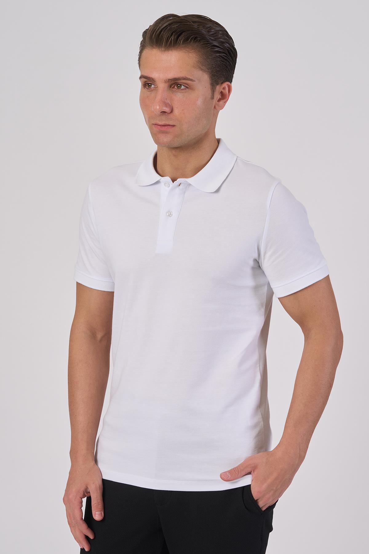 WHİTE STONE  2025-Y  2570-Y POLA YAKA TSHIRT    BEYAZ