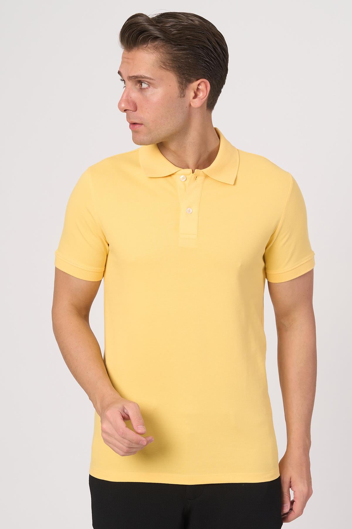 WHİTE STONE  2025-Y  2570-Y POLA YAKA TSHIRT    SARI
