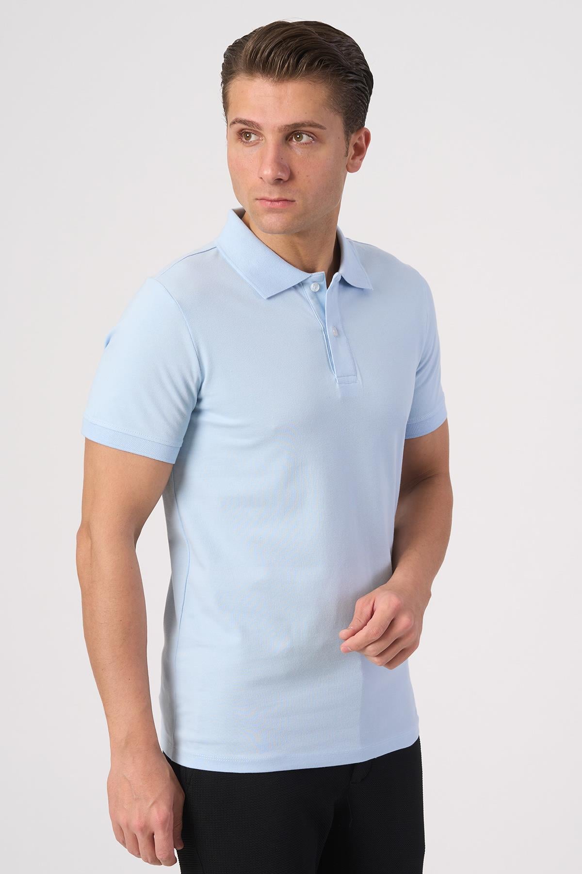 WHİTE STONE  2025-Y  2570-Y POLA YAKA TSHIRT    A.MAVİ