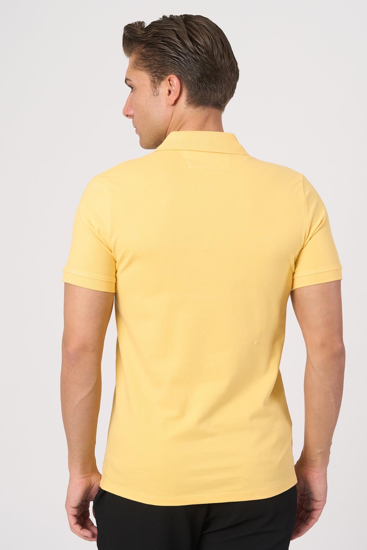 WHİTE STONE  2025-Y  2570-Y POLA YAKA TSHIRT    SARI
