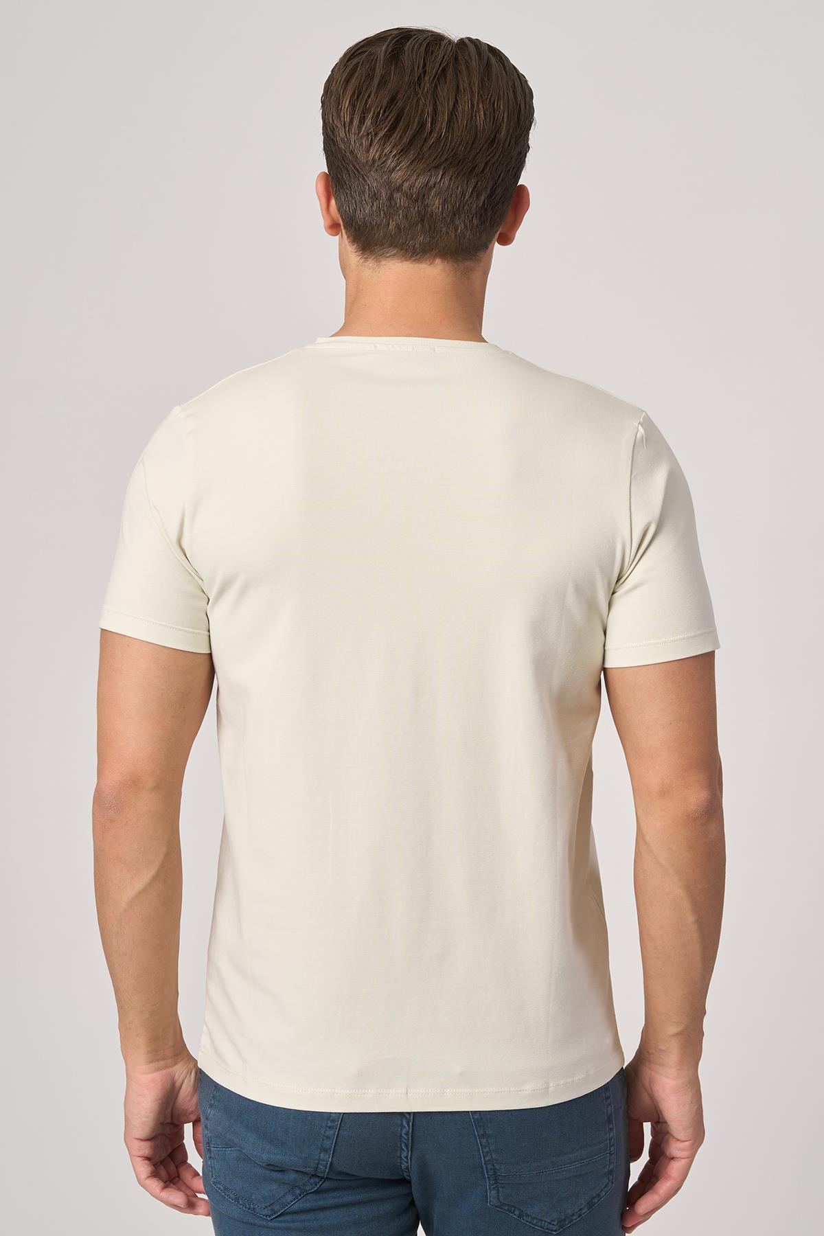 WHİTE STONE  2025-Y  2576  BİSİKLET YAKA TSHIRT    FİL DİŞİ