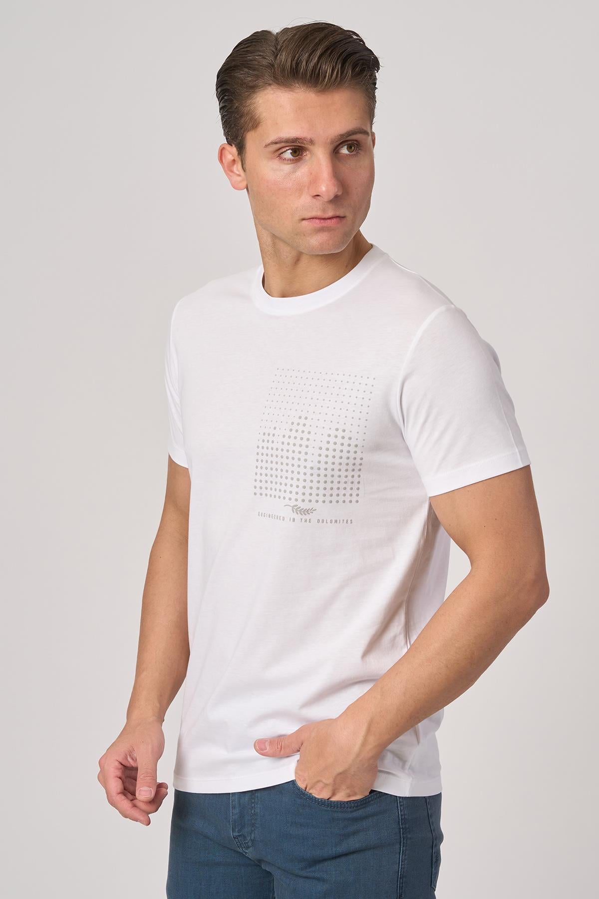 WHİTE STONE  2025-Y  3076  BİSİKLET YAKA TSHIRT    BEYAZ