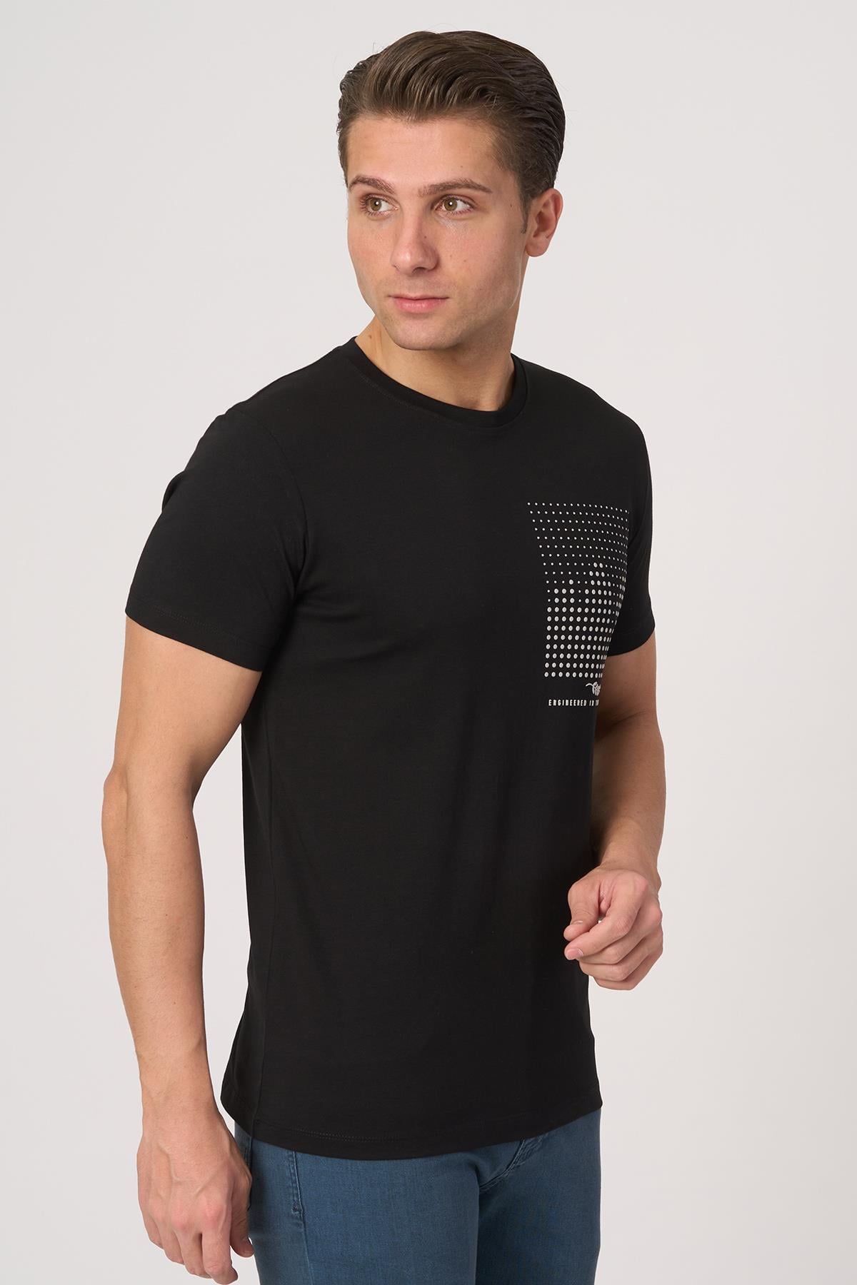 WHİTE STONE  2025-Y  3076  BİSİKLET YAKA TSHIRT    SİYAH