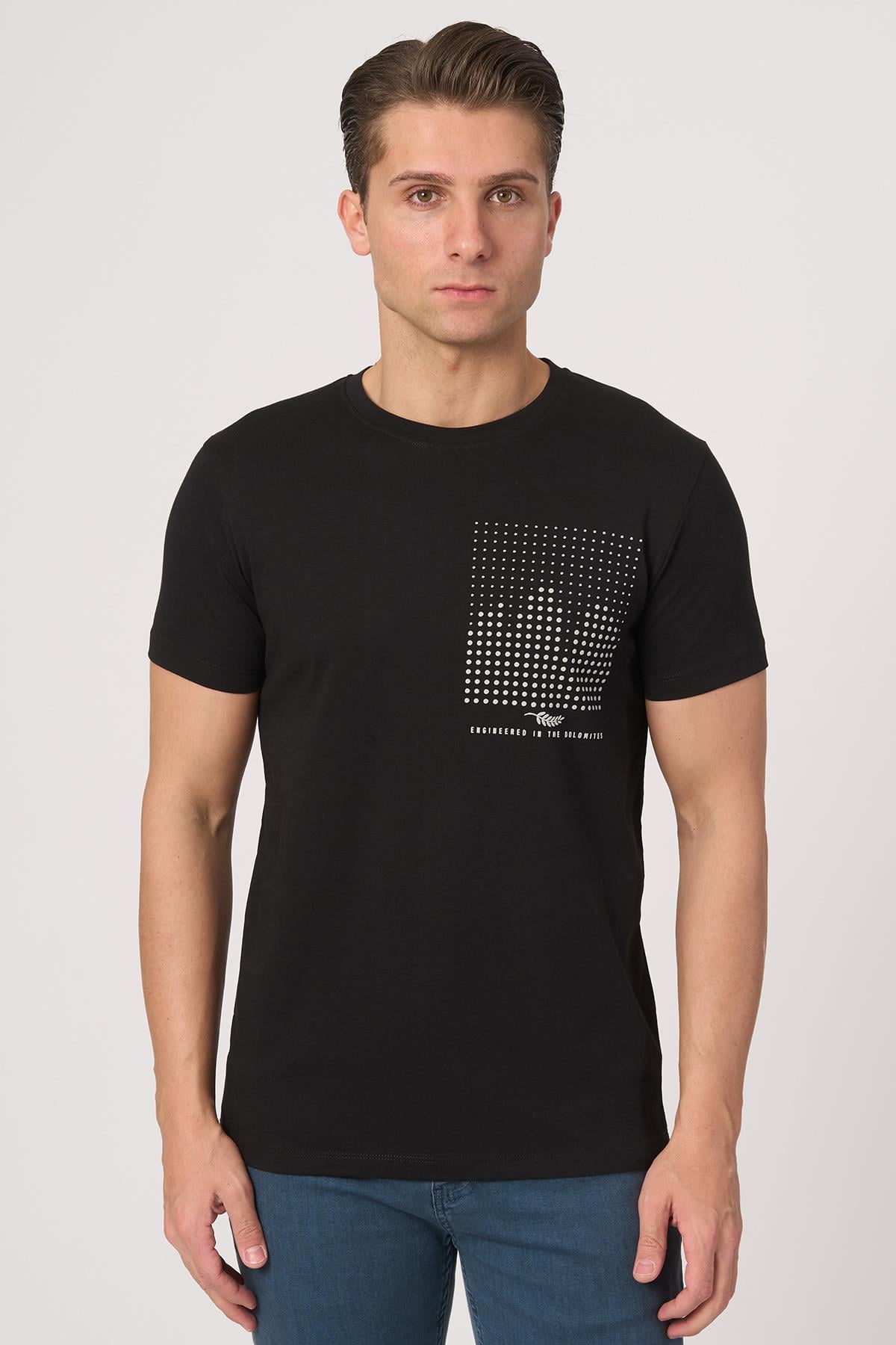 WHİTE STONE  2025-Y  3076  BİSİKLET YAKA TSHIRT    SİYAH