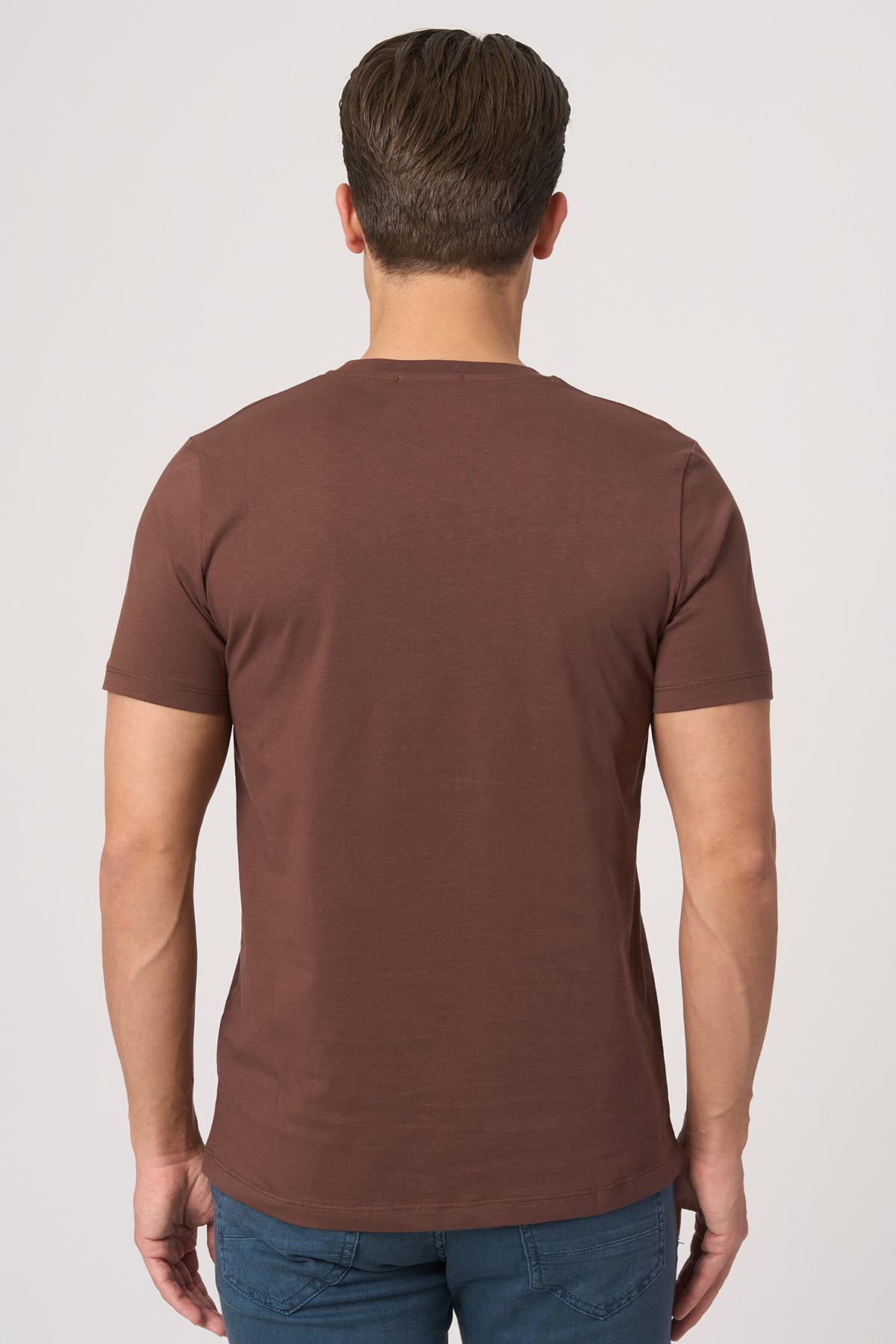 WHİTE STONE  2025-Y  3076  BİSİKLET YAKA TSHIRT    KAHVE