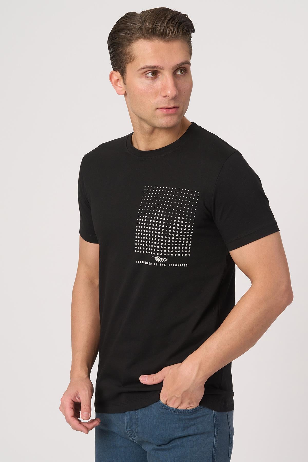 WHİTE STONE  2025-Y  3076  BİSİKLET YAKA TSHIRT    SİYAH