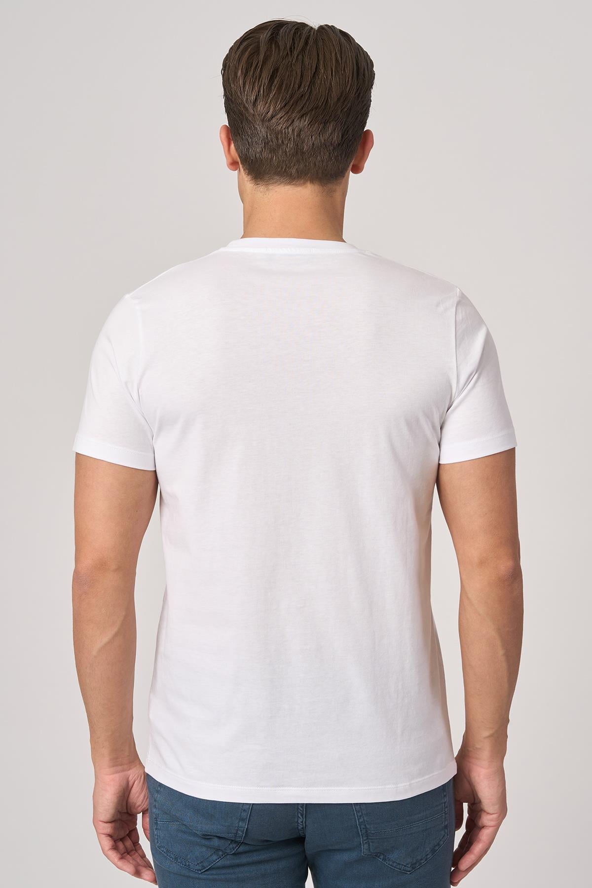 WHİTE STONE  2025-Y  3076  BİSİKLET YAKA TSHIRT    BEYAZ