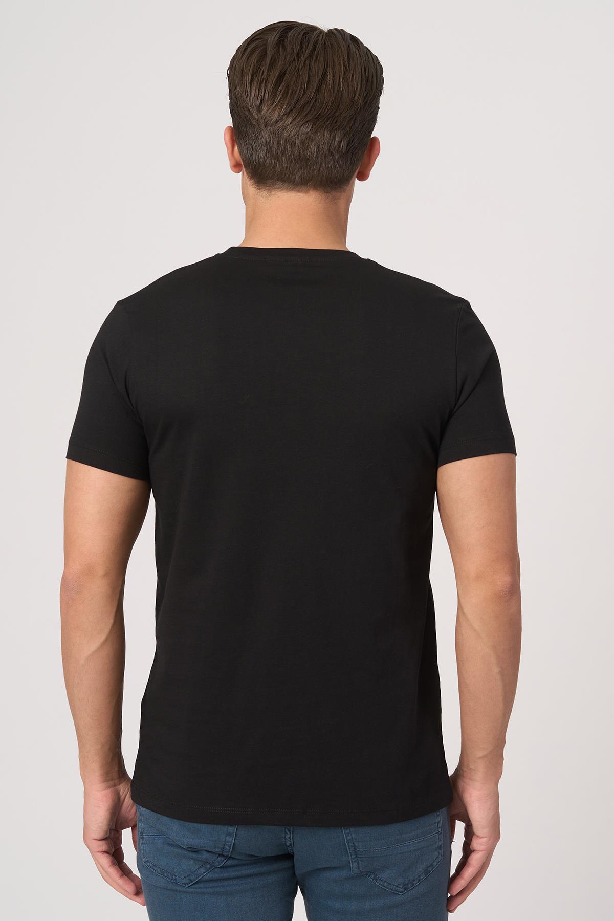 WHİTE STONE  2025-Y  3076  BİSİKLET YAKA TSHIRT    SİYAH