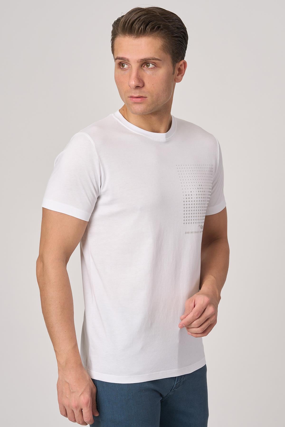 WHİTE STONE  2025-Y  3076  BİSİKLET YAKA TSHIRT    BEYAZ