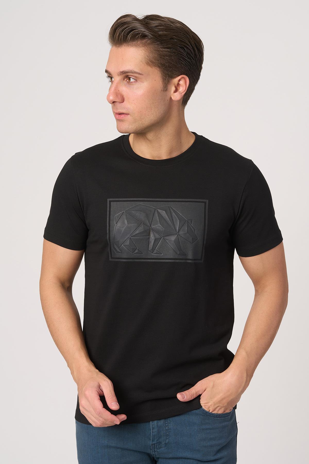 WHİTE STONE  2025-Y  3115  BİSİKLET YAKA TSHIRT    SİYAH