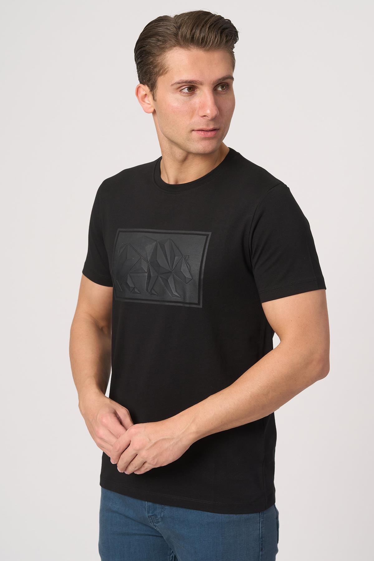 WHİTE STONE  2025-Y  3115  BİSİKLET YAKA TSHIRT    SİYAH