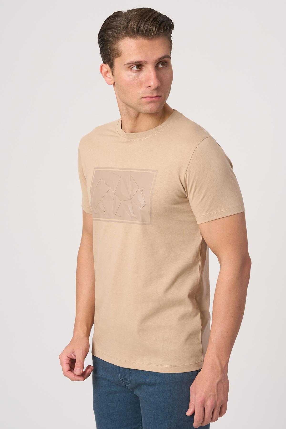 WHİTE STONE  2025-Y  3115  BİSİKLET YAKA TSHIRT    Taba