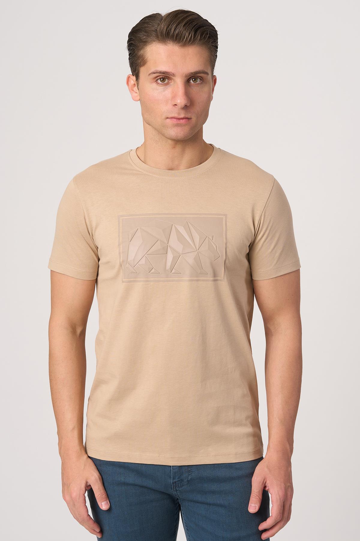 WHİTE STONE  2025-Y  3115  BİSİKLET YAKA TSHIRT    Taba