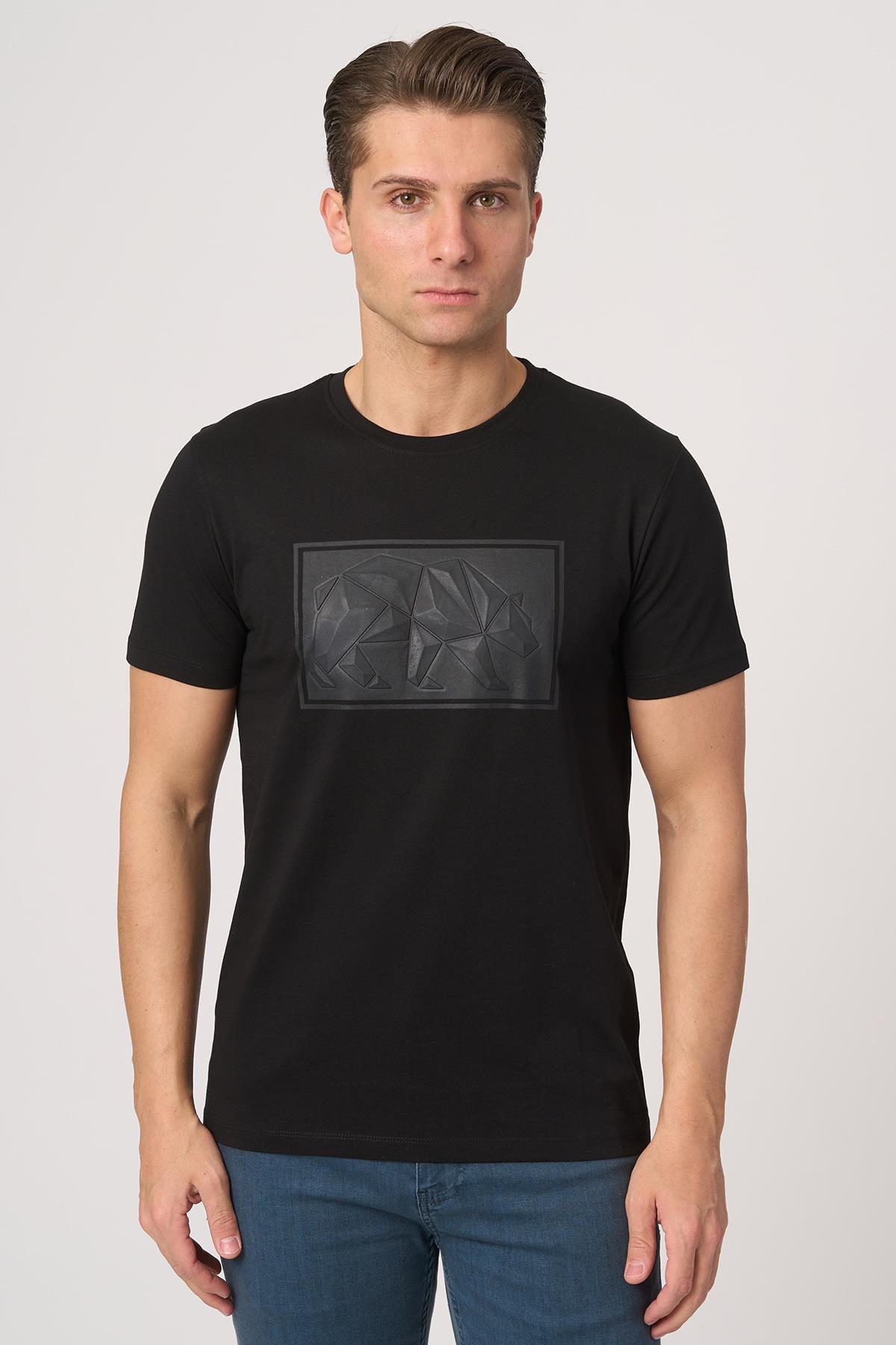 WHİTE STONE  2025-Y  3115  BİSİKLET YAKA TSHIRT    SİYAH