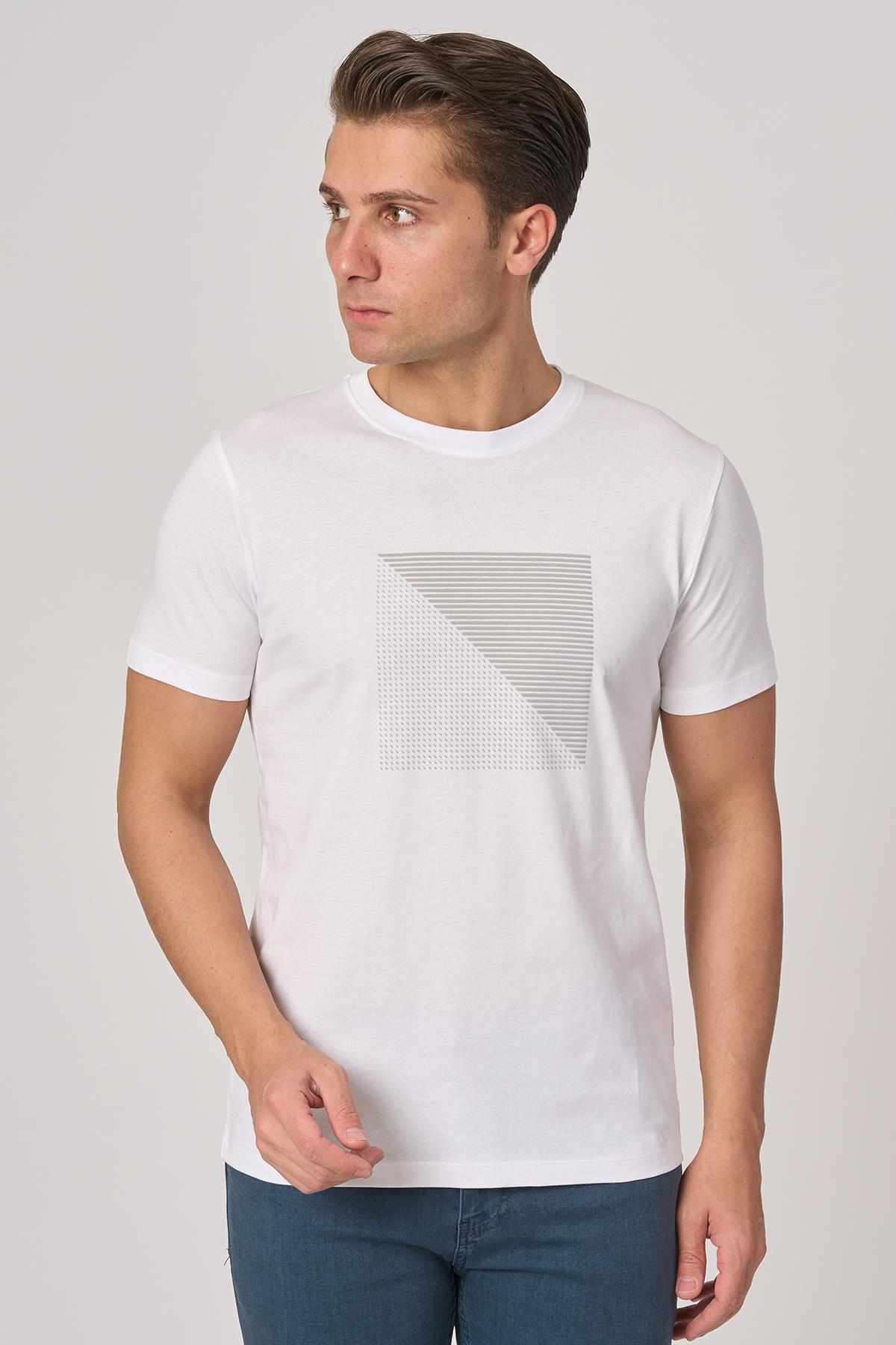 WHİTE STONE  2025-Y  3117  BİSİKLET YAKA TSHIRT    BEYAZ