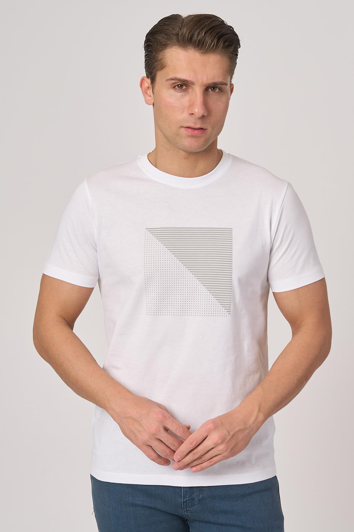 WHİTE STONE  2025-Y  3117  BİSİKLET YAKA TSHIRT    BEYAZ