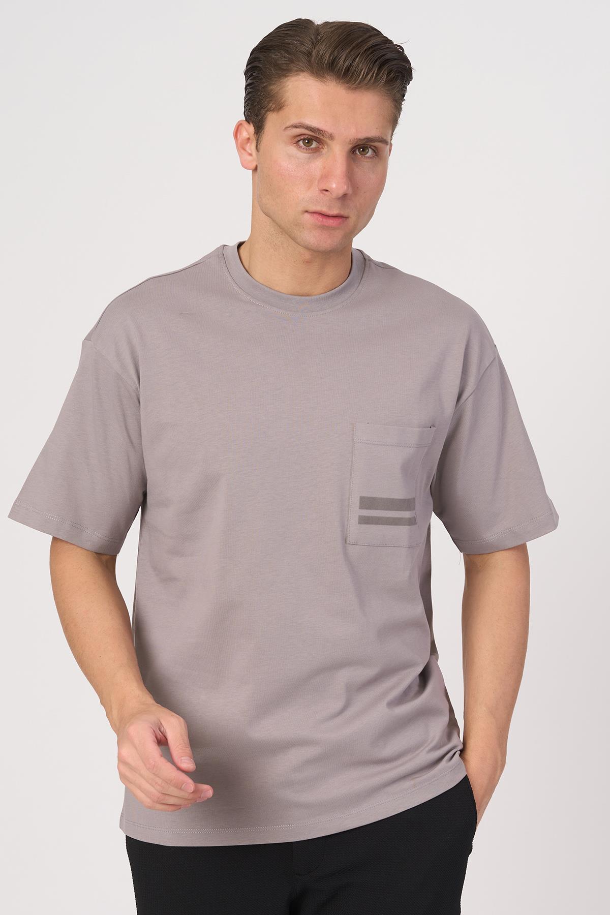 WHİTE STONE  2025-Y  3138  BİSİKLET YAKA TSHIRT    GRİ