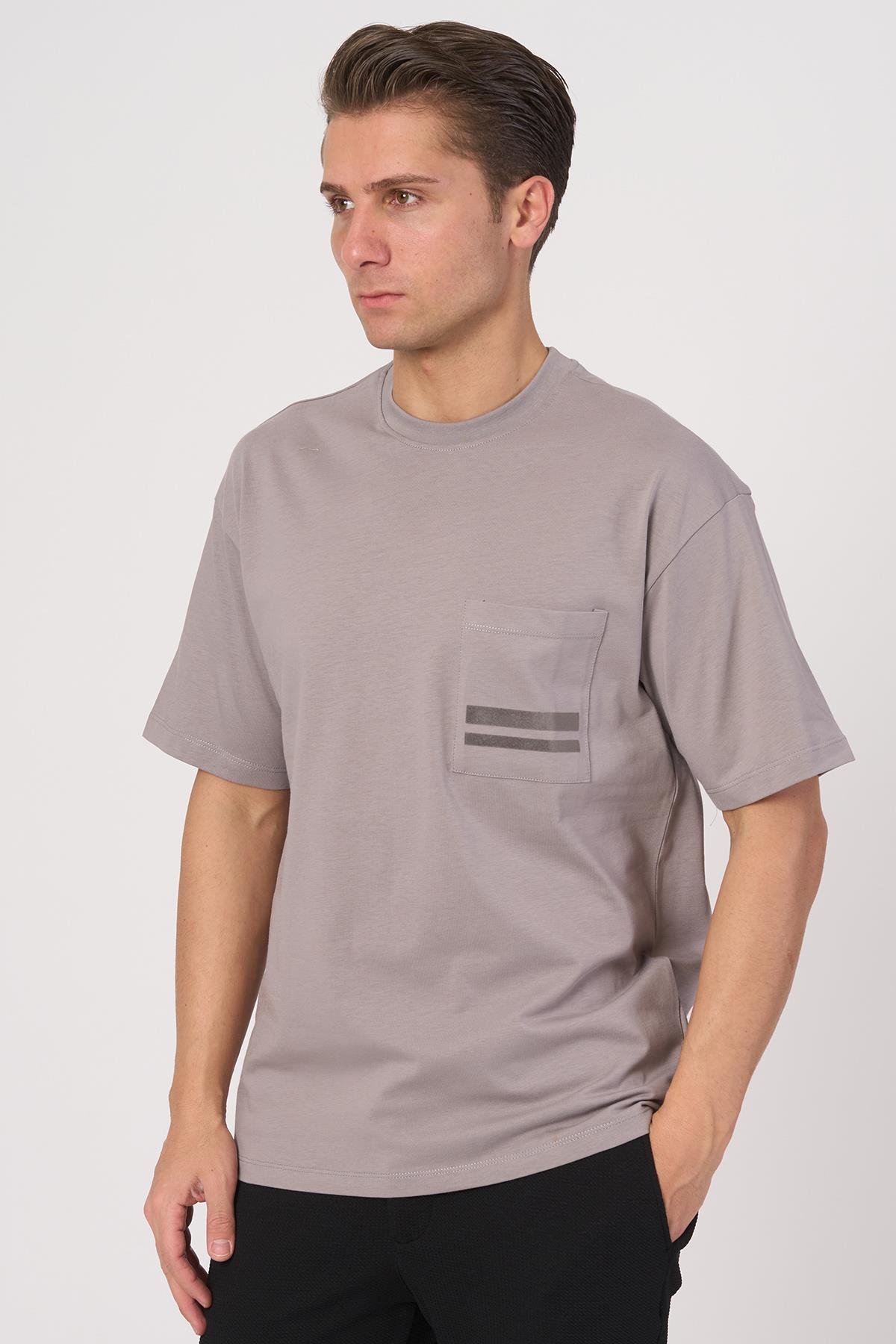 WHİTE STONE  2025-Y  3138  BİSİKLET YAKA TSHIRT    GRİ