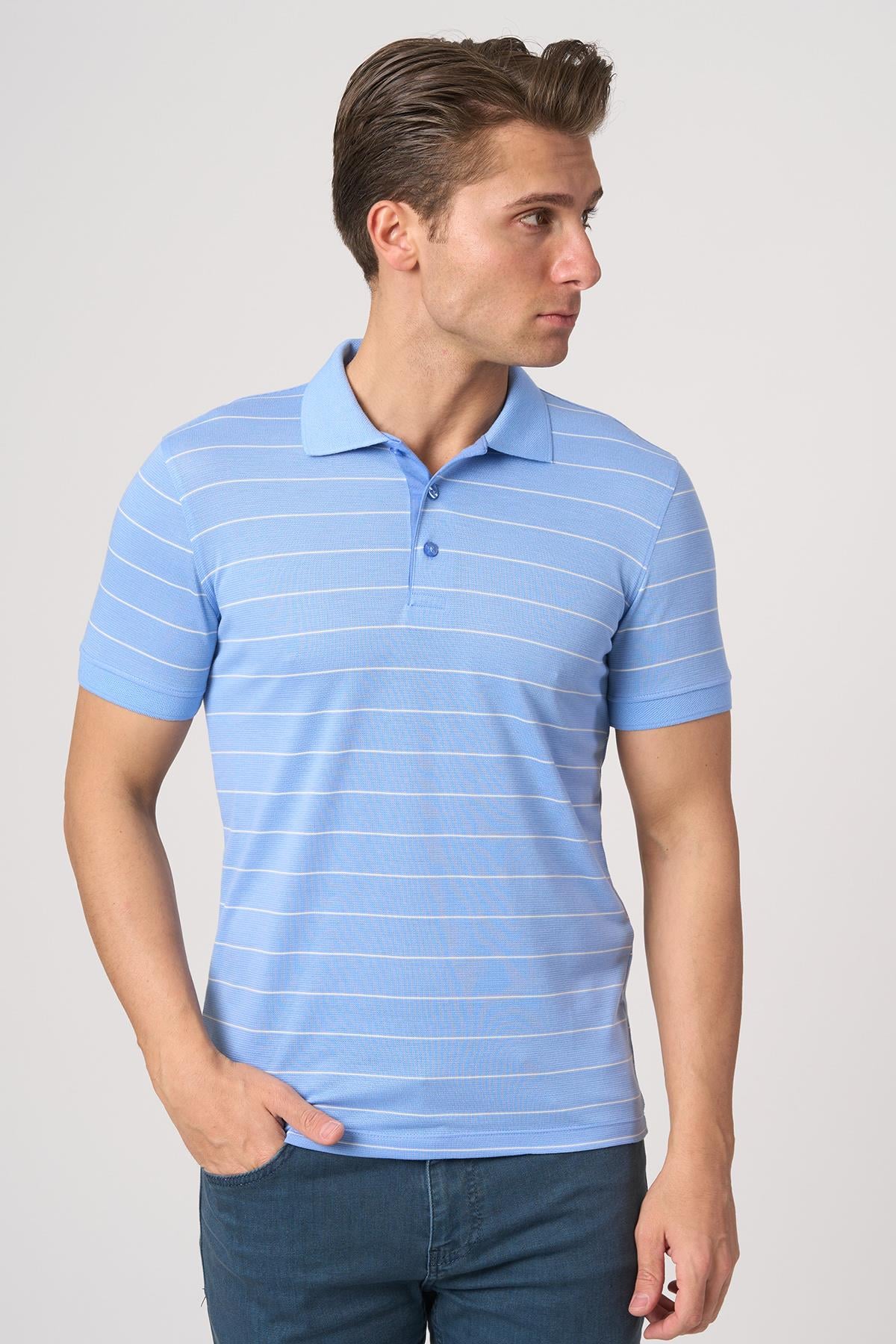WHİTE STONE  2025-Y  3149-Y  POLA YAKA TSHIRT    MAVİ