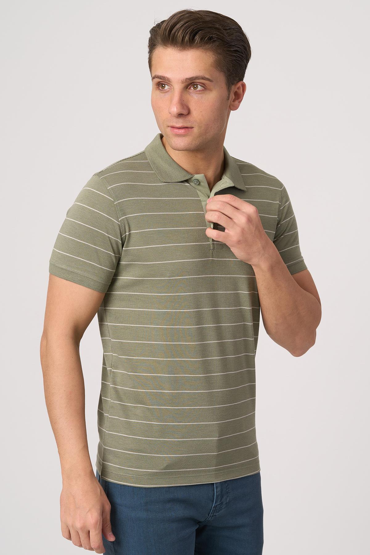WHİTE STONE  2025-Y  3149-Y  POLA YAKA TSHIRT    HAKİ