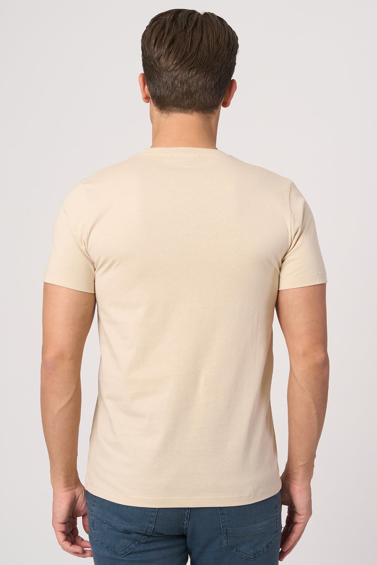 WHİTE STONE  2025-Y  3193  BİSİKLET YAKA TSHIRT    BEJ