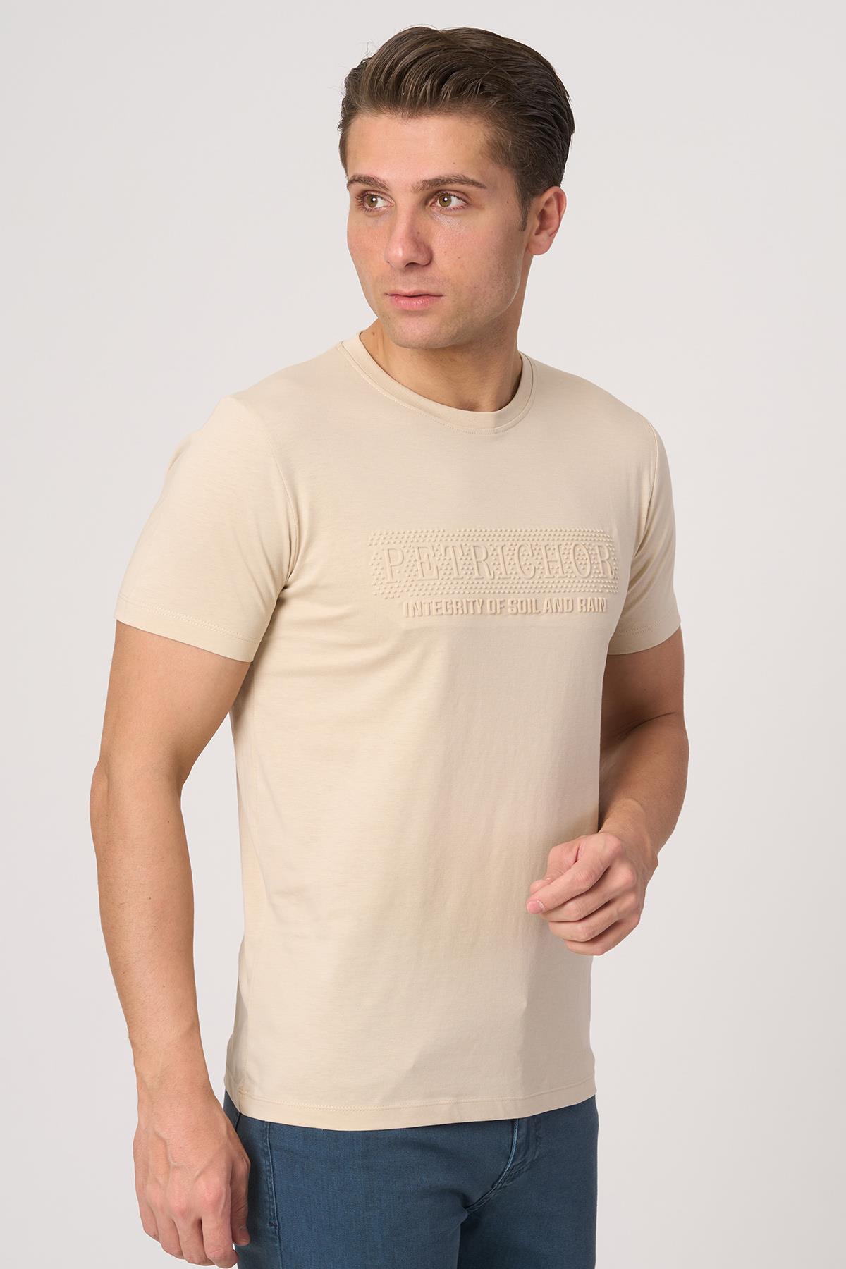 WHİTE STONE  2025-Y  3193  BİSİKLET YAKA TSHIRT    BEJ