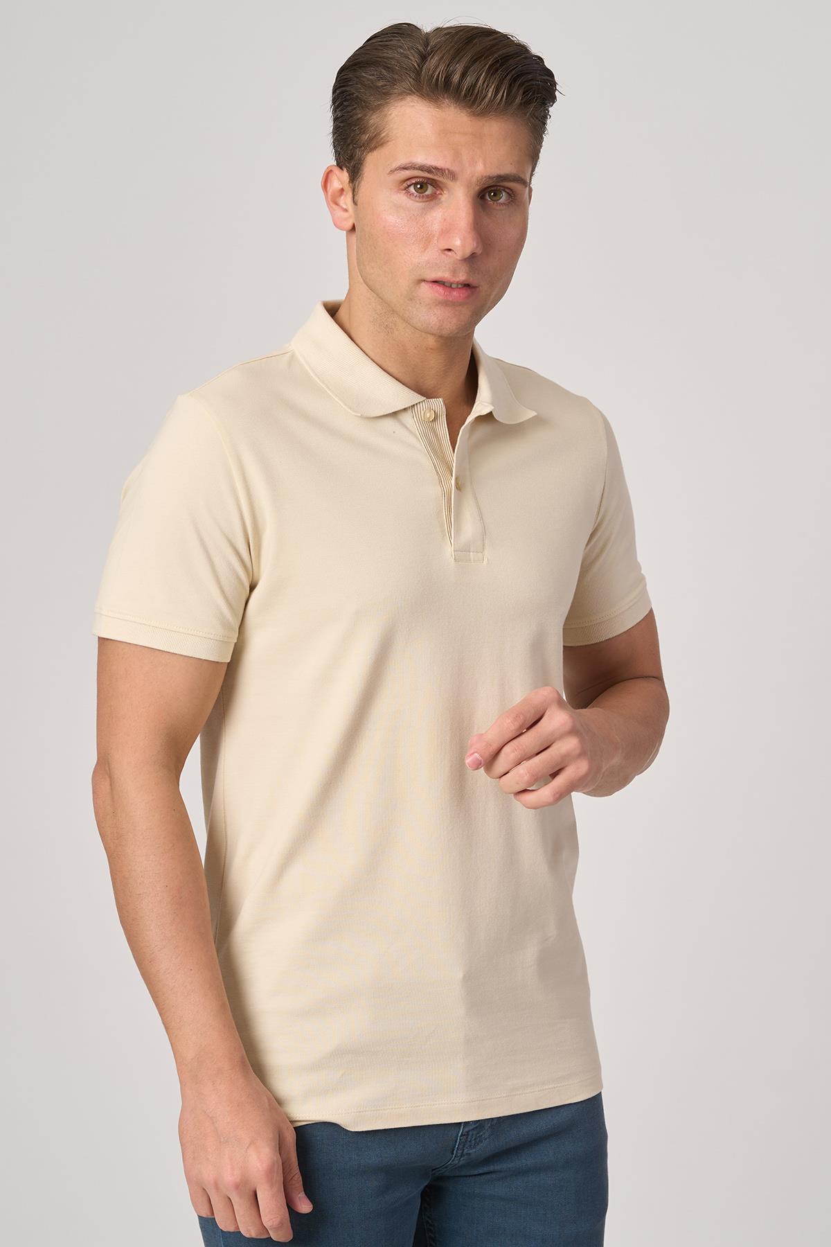 WHİTE STONE  2025-Y  3225-Y POLA YAKA TSHIRT    TAŞ