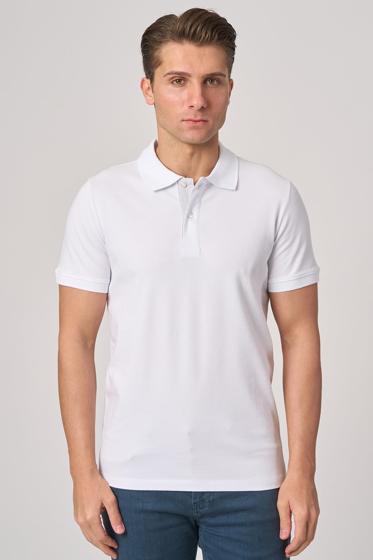 WHİTE STONE  2025-Y  3225-Y POLA YAKA TSHIRT    BEYAZ